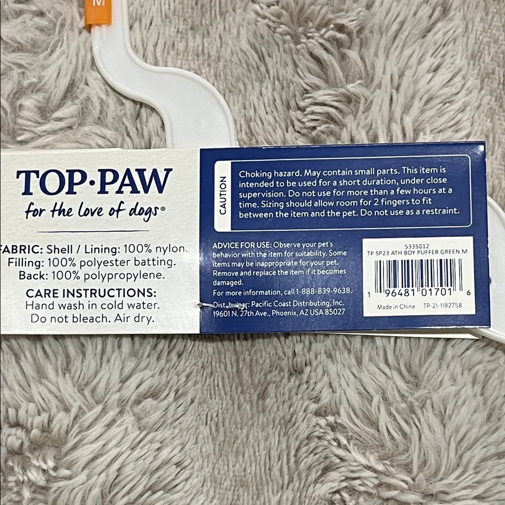 Top Paw Olive Green Quilted Dog Jacket